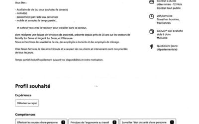 Profils auxiliaire de vie recherchés !